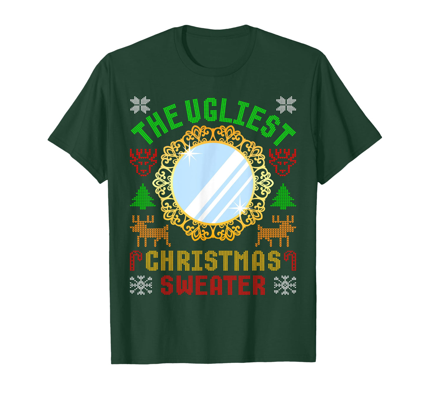 The Ugliest Ugly Christmas Sweater With Mirror Funny Xmas T-Shirt