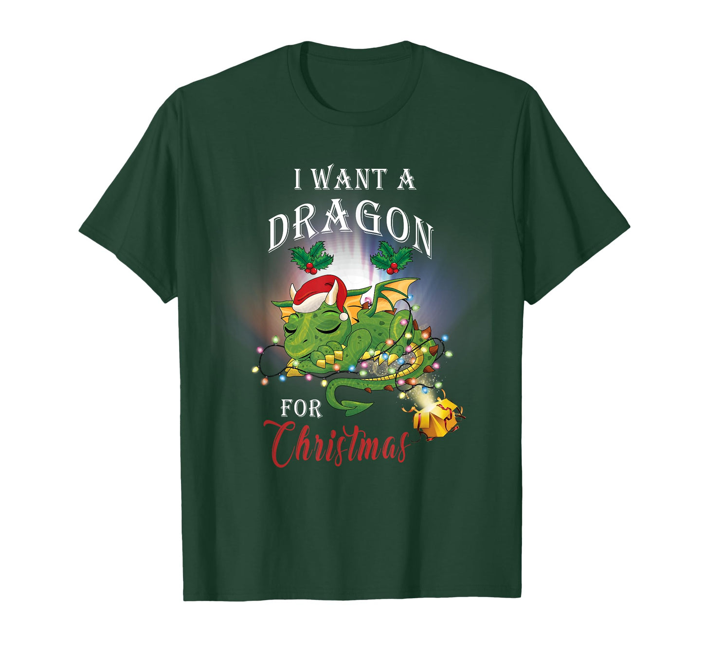 Dragon Lovers I Want A Dragon for Christmas Santa Dragon T-Shirt