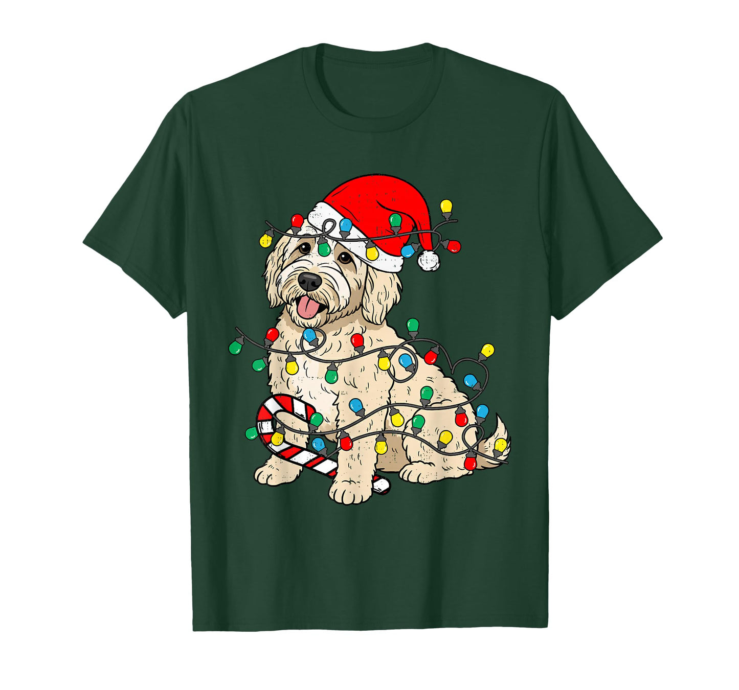 Goldendoodle Dog Christmas Lights Santa Xmas Pet Dog Lover T-Shirt