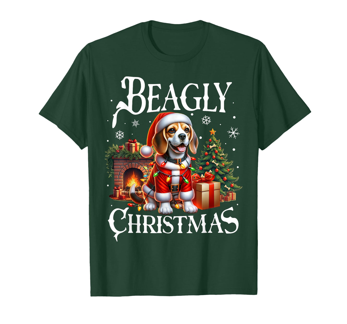 Christmas Dogs Beagle Santa Claus Beagle Xmas Beagly Christmas Beagle Santa Claus T-Shirt - Unisex-Adults, Black, Small, Short Sleeve, T-Shirt