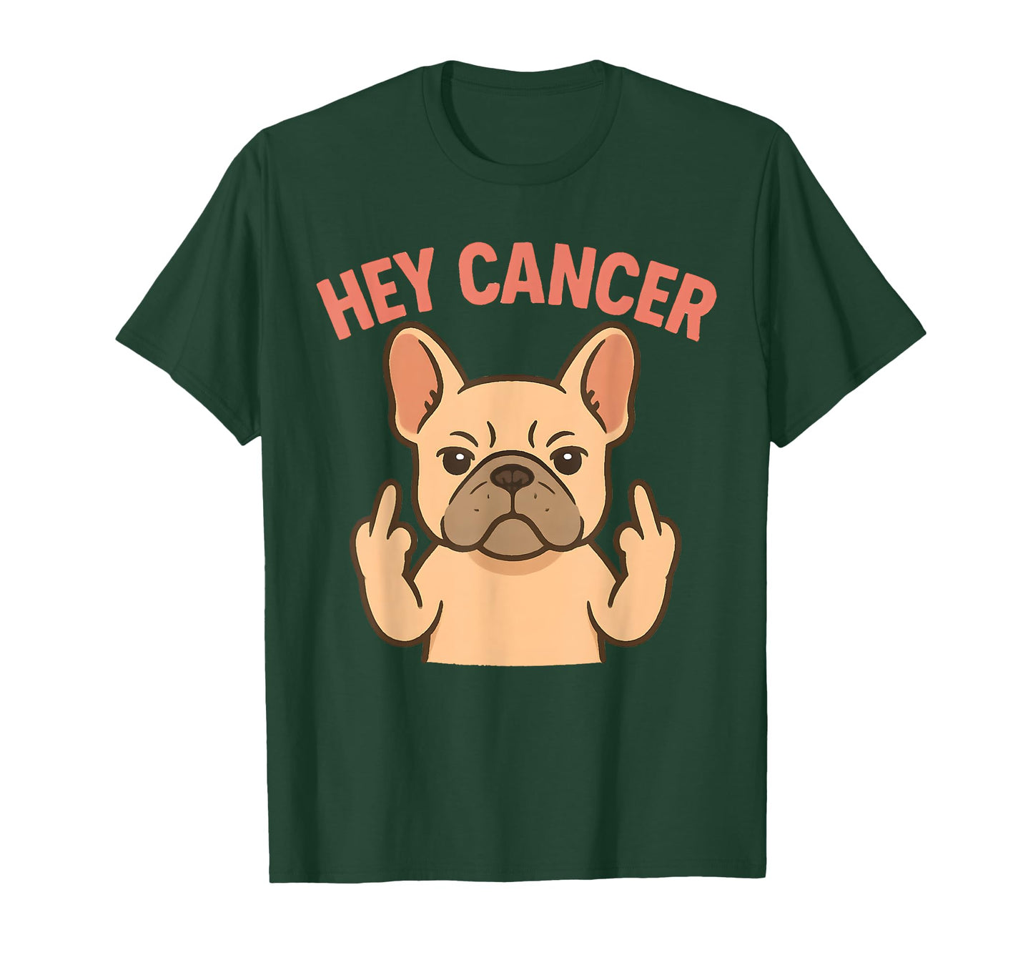 HEY CANCER Funny French Bulldog Cancer Awareness Survivors T-Shirt for Men Women