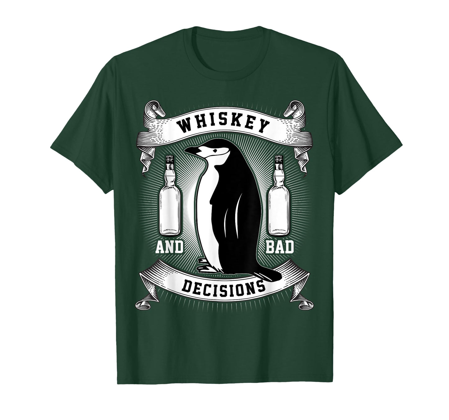 Whiskey + Bad Decisions | Funny Penguin T-Shirt T-Shirt
