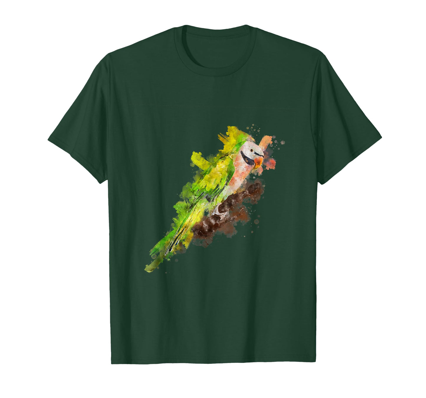 Watercolor Moustache Parakeet Parrot T-Shirt