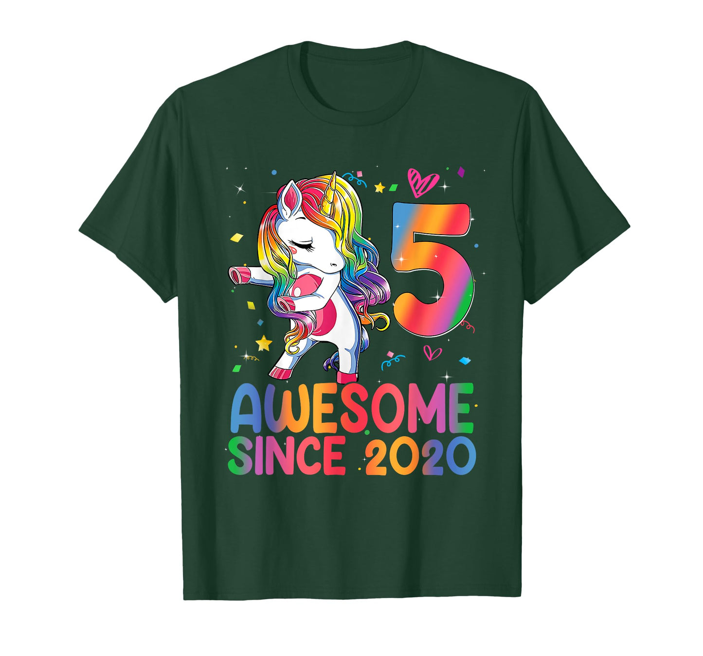Awesome Since 2020 Unicorn 5th Birthday Gifts Girls Teens T-Shirt