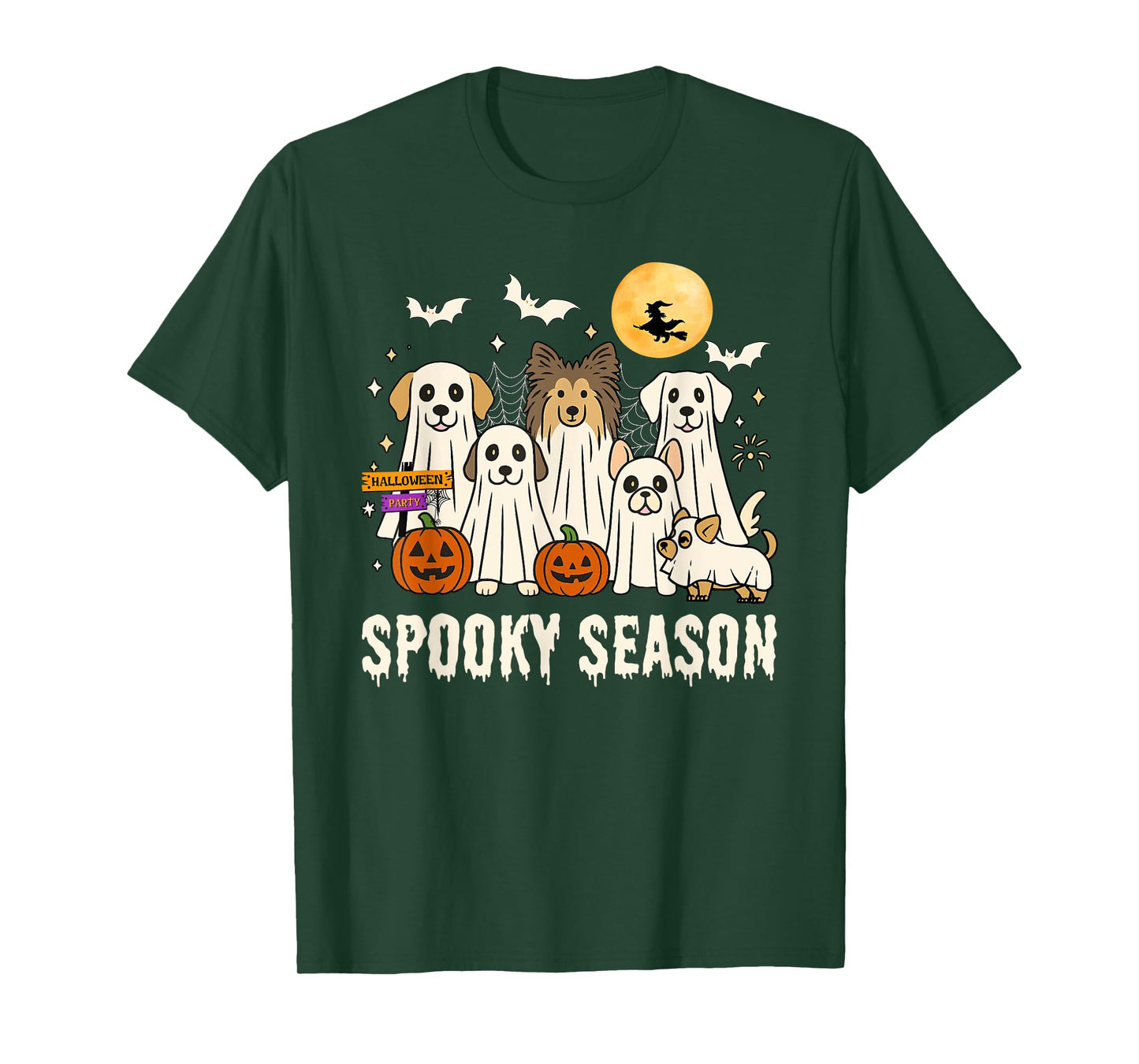 Dogs Ghosts Cute Dogs Dressed As Ghost Funny Halloween Dog T-Shirt