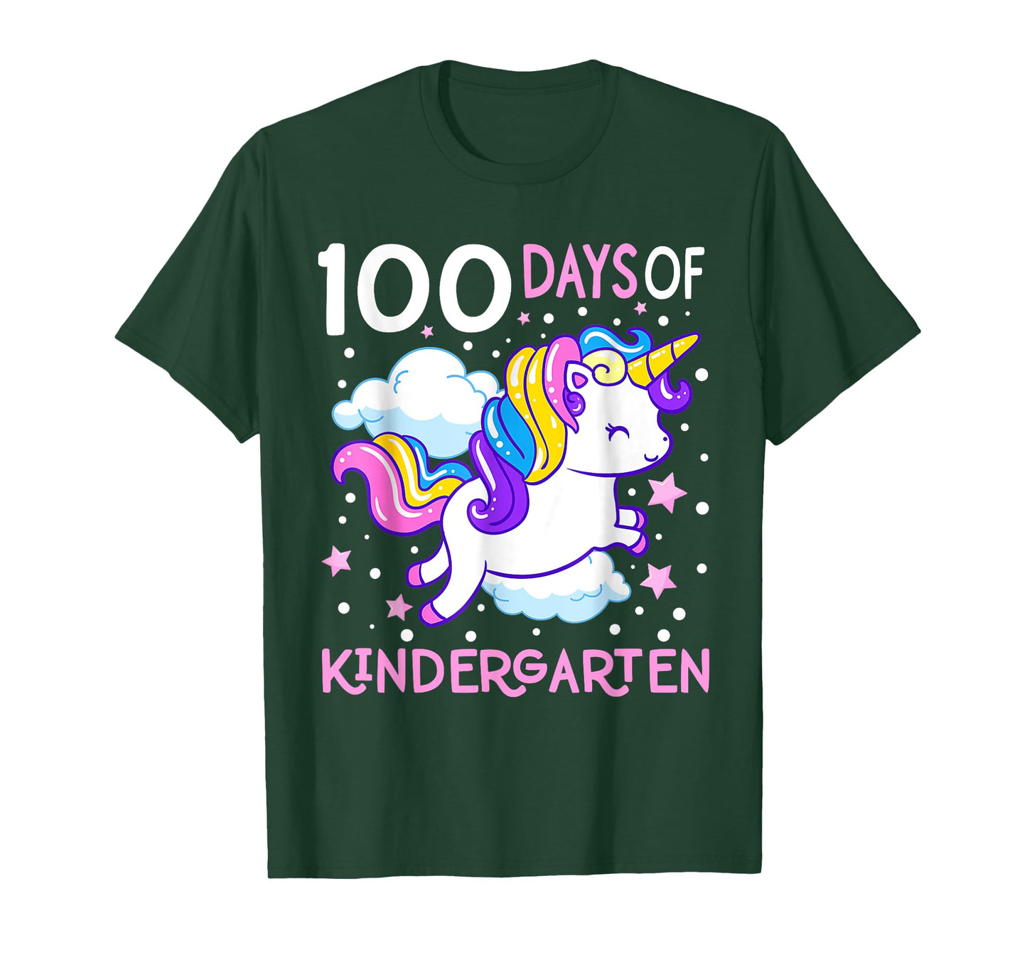 100 Days Of Kindergarten Teacher 100th Day Of School Unicorn Men Women Girls Kids T-Shirt