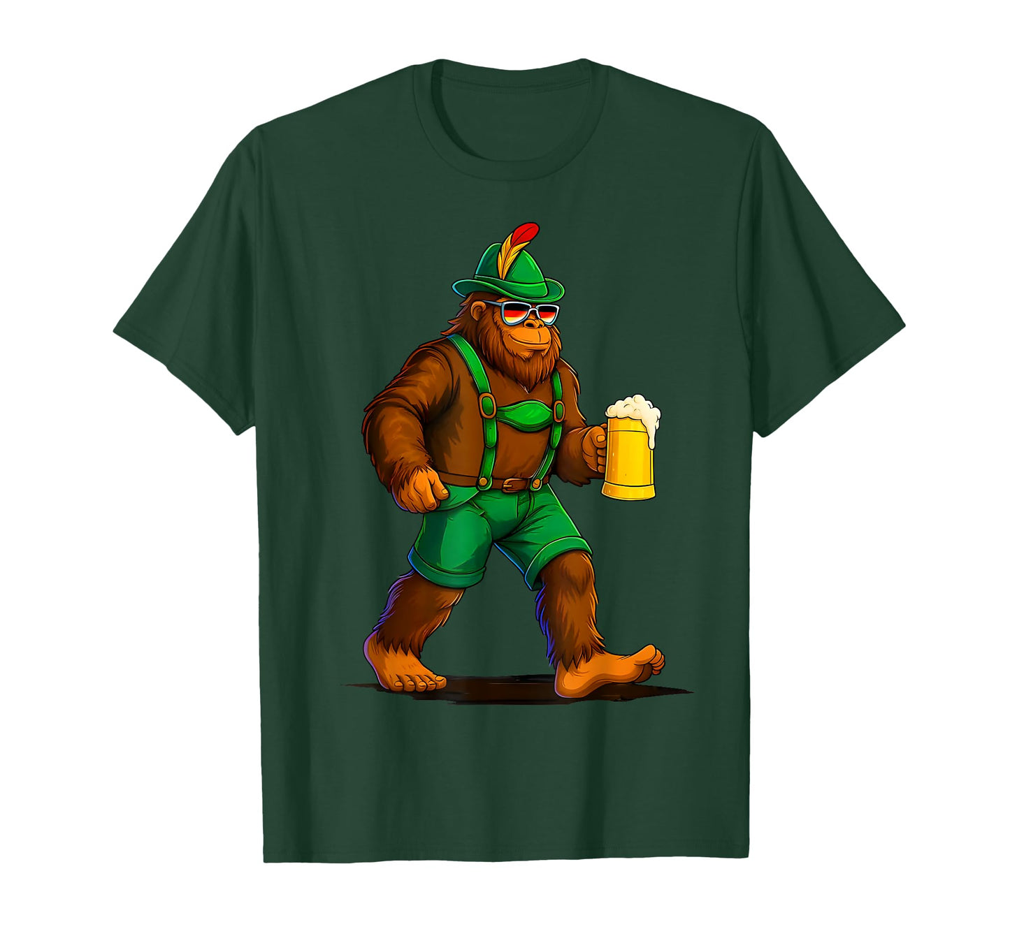 Oktoberfest Funny German Bigfoot Lederhosen Beer Men Costume T-Shirt