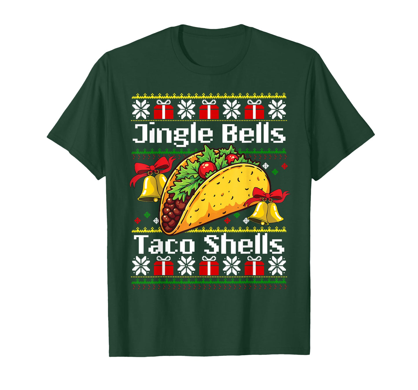 Christmas Jingle Bells Taco Shells Funny Family Ugly Xmas T-Shirt