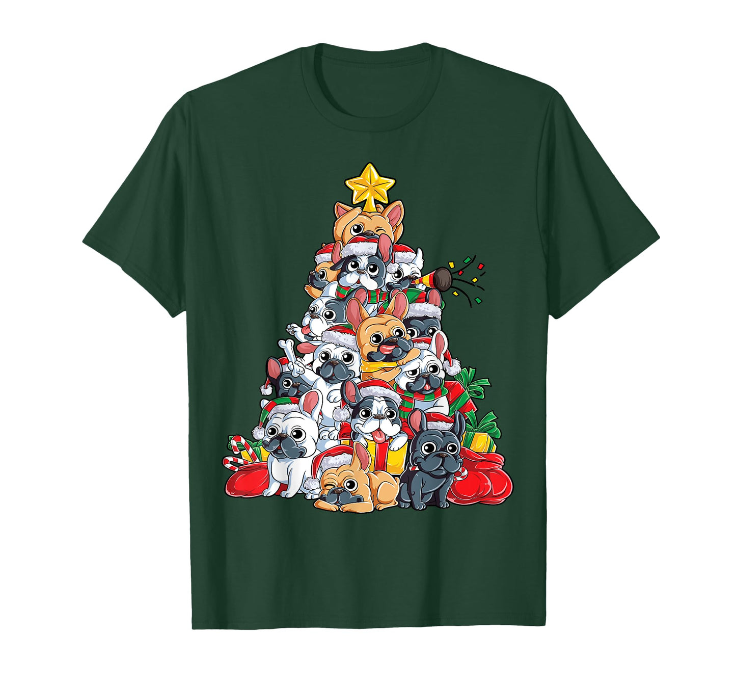 French Bulldog Christmas Tree Dog Santa Xmas Boys Dogmas T-Shirt