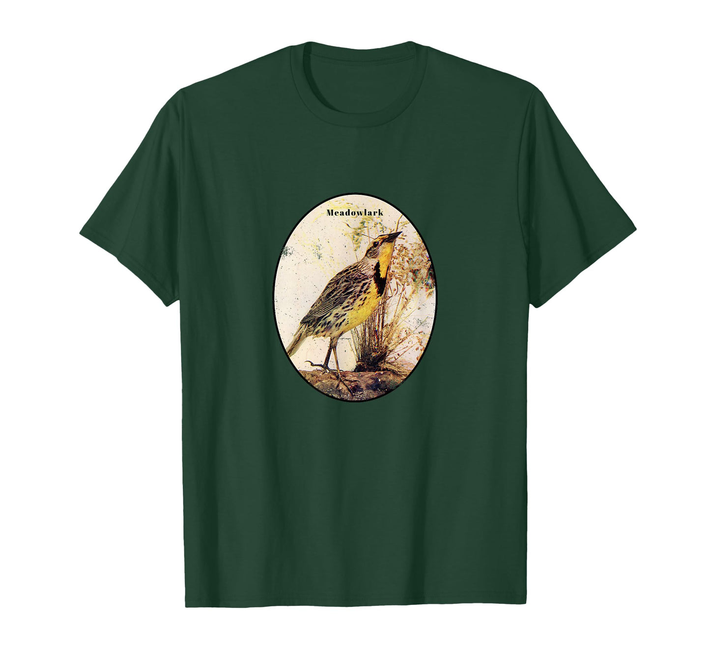 Retro Antique Meadowlark Vintage Bird Design T-Shirt
