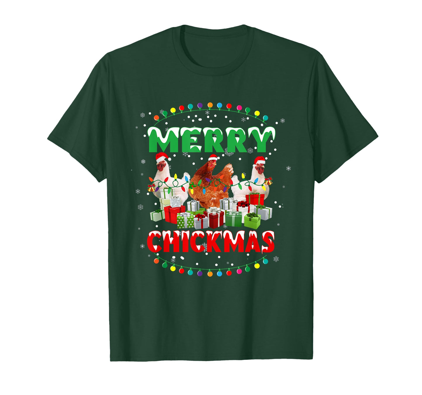 Merry Chickmas Santa Hat Chicken Lovers Merry Christmas T-Shirt