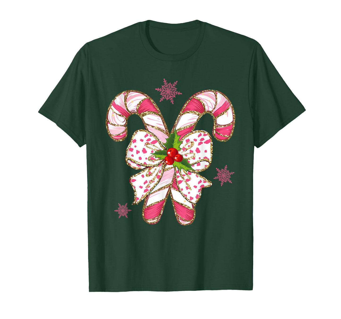 Christmas Candy Cane Coquette Bow Christmas Girls T-Shirt