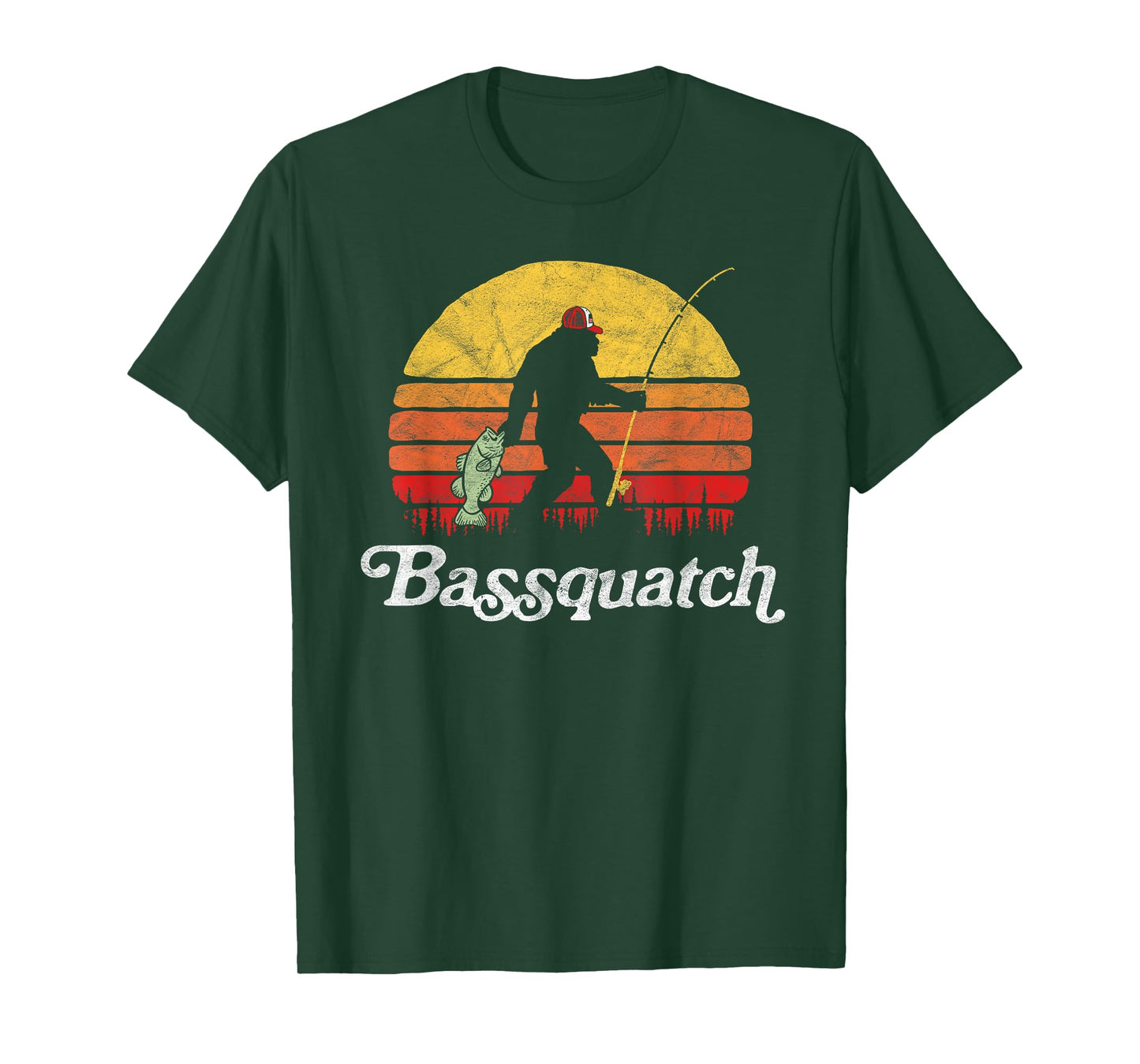 Bigfoot UFO Believer 2001 Tees Bassquatch! Funny Bigfoot Fishing Unisex Adults Kids Retro T-Shirt Black Medium