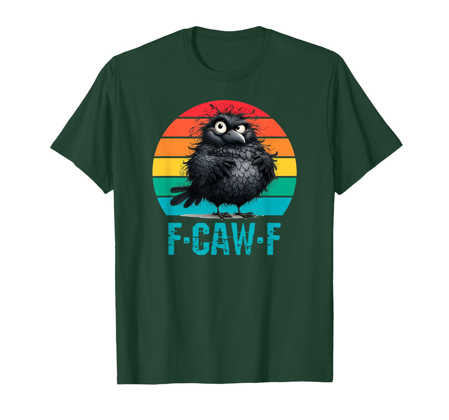 F-Caw-F Black Crow Black Bird Retro Sunset Vintage F-Caw-F T-Shirt