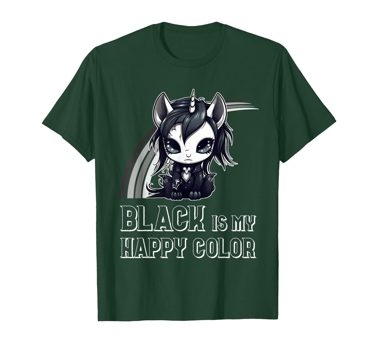 Black Is My Happy Color Goth Girl Emo Gothic Unicorn T-Shirt