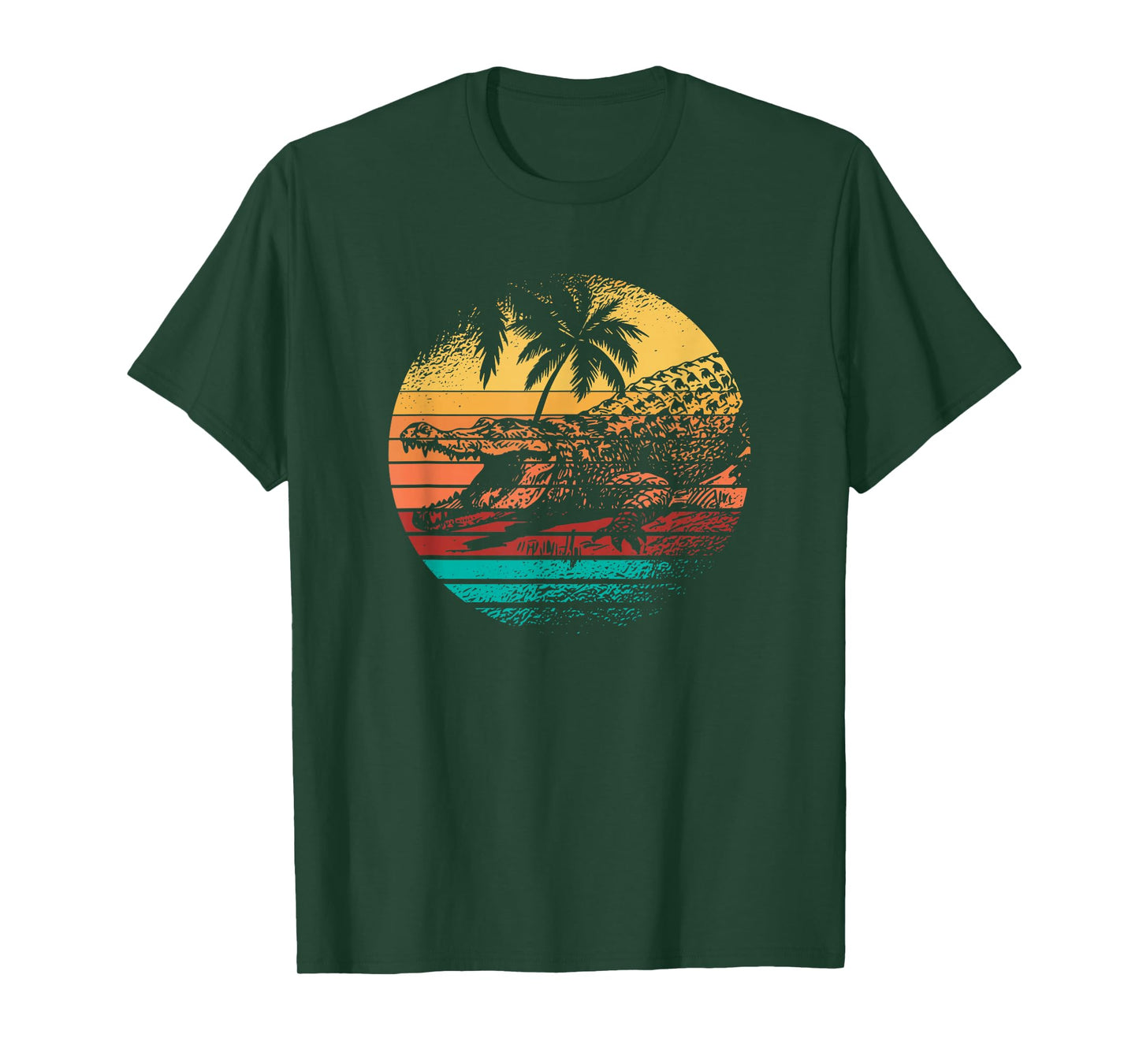 Retro Crocodile Alligator Vintage Gator Distressed Sunset T-Shirt