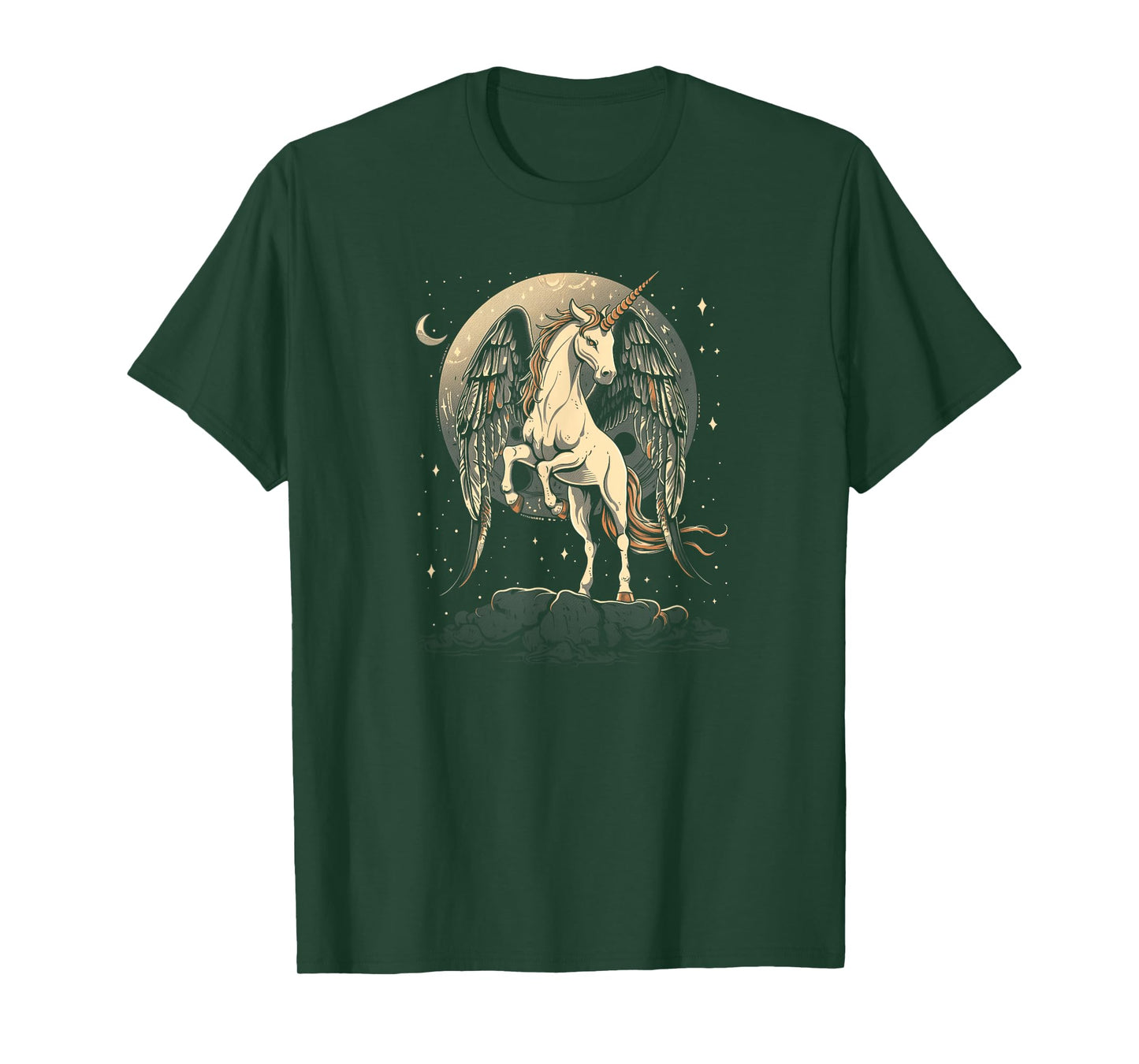 Moon Crescent Unicorn Fantasy Design For Women Dark T-Shirt