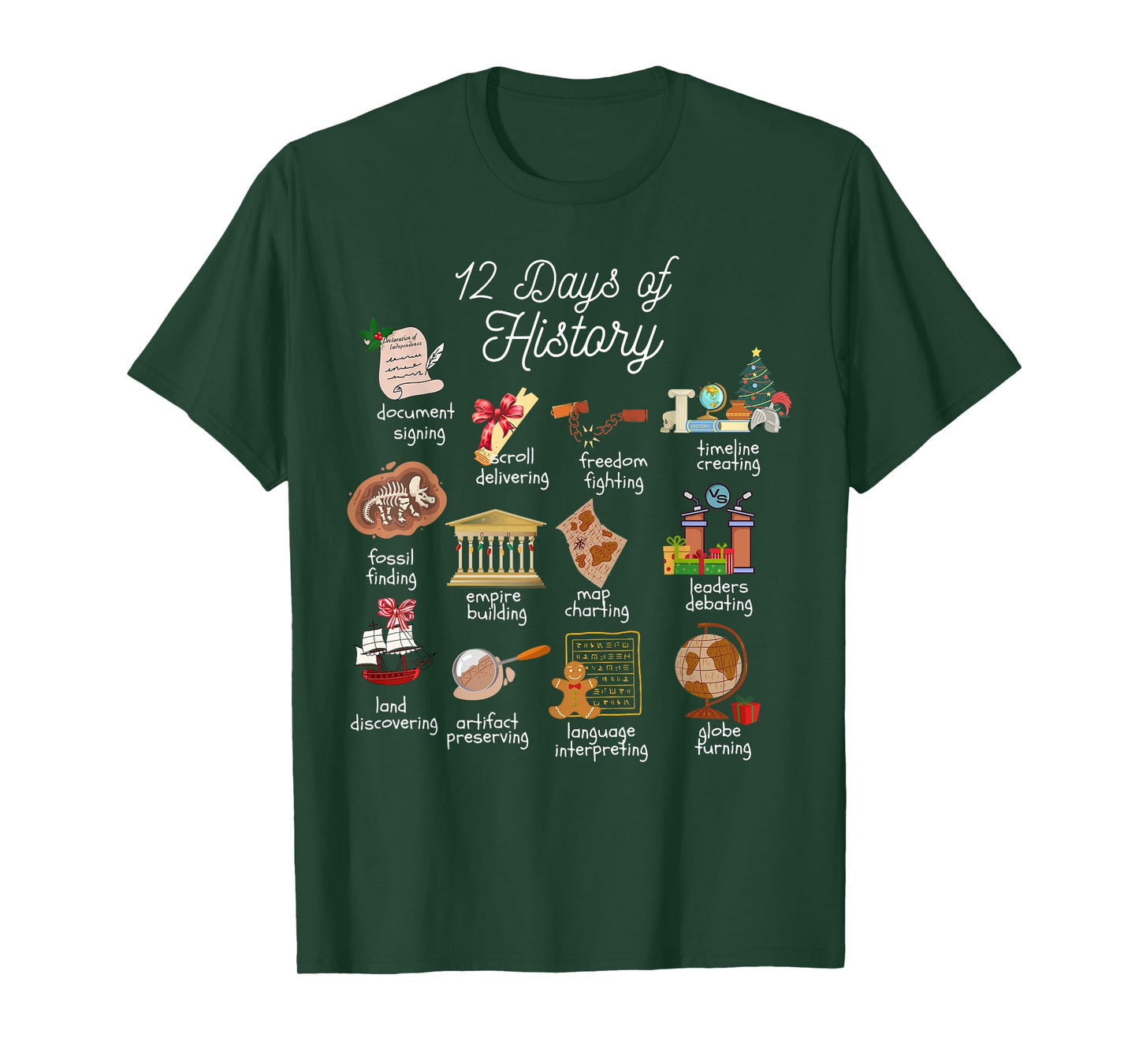 12 Day Of History Teacher Christmas Social Studies Student T-Shirt