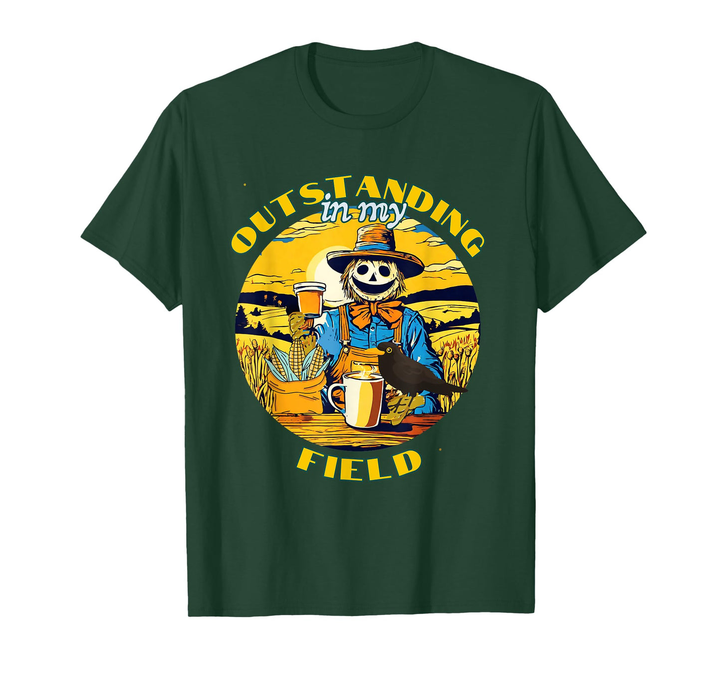 Funny Fall Scarecrow Outstanding in My Field Corn Maze T-Shirt