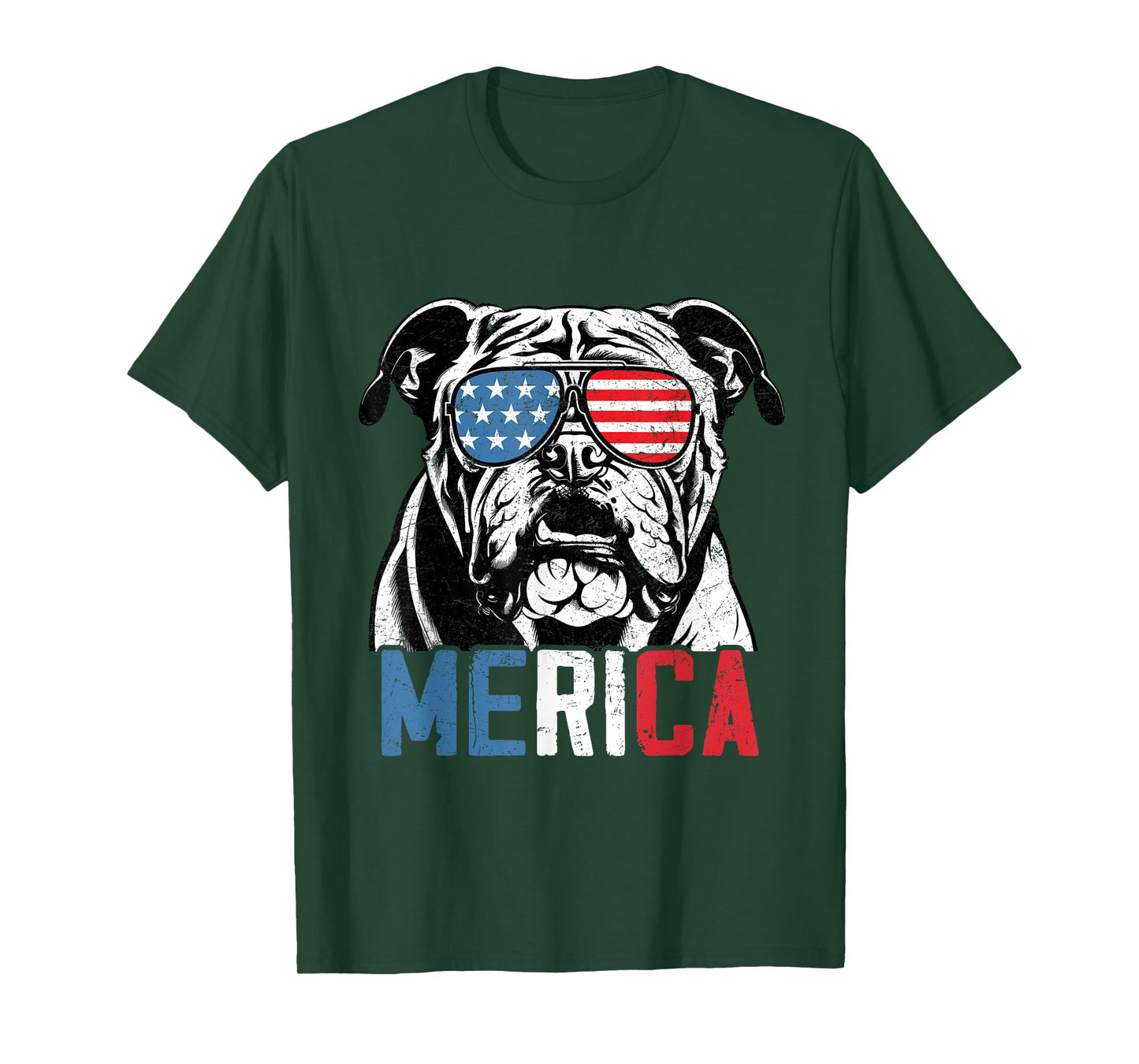 Patriotic English Bulldog Dog Merica 4th Of July Funny T-Shirt for Men Women Kids