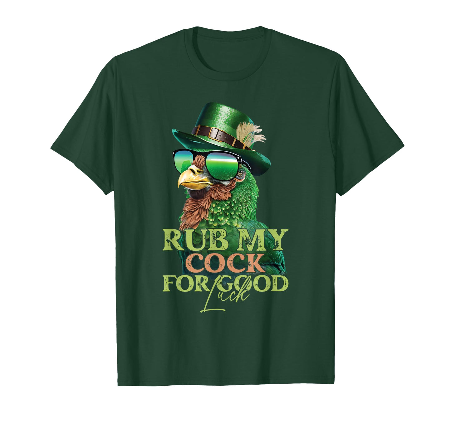 Rub My Cock for Good Luck Funny St Patricks Day Chicken T-Shirt