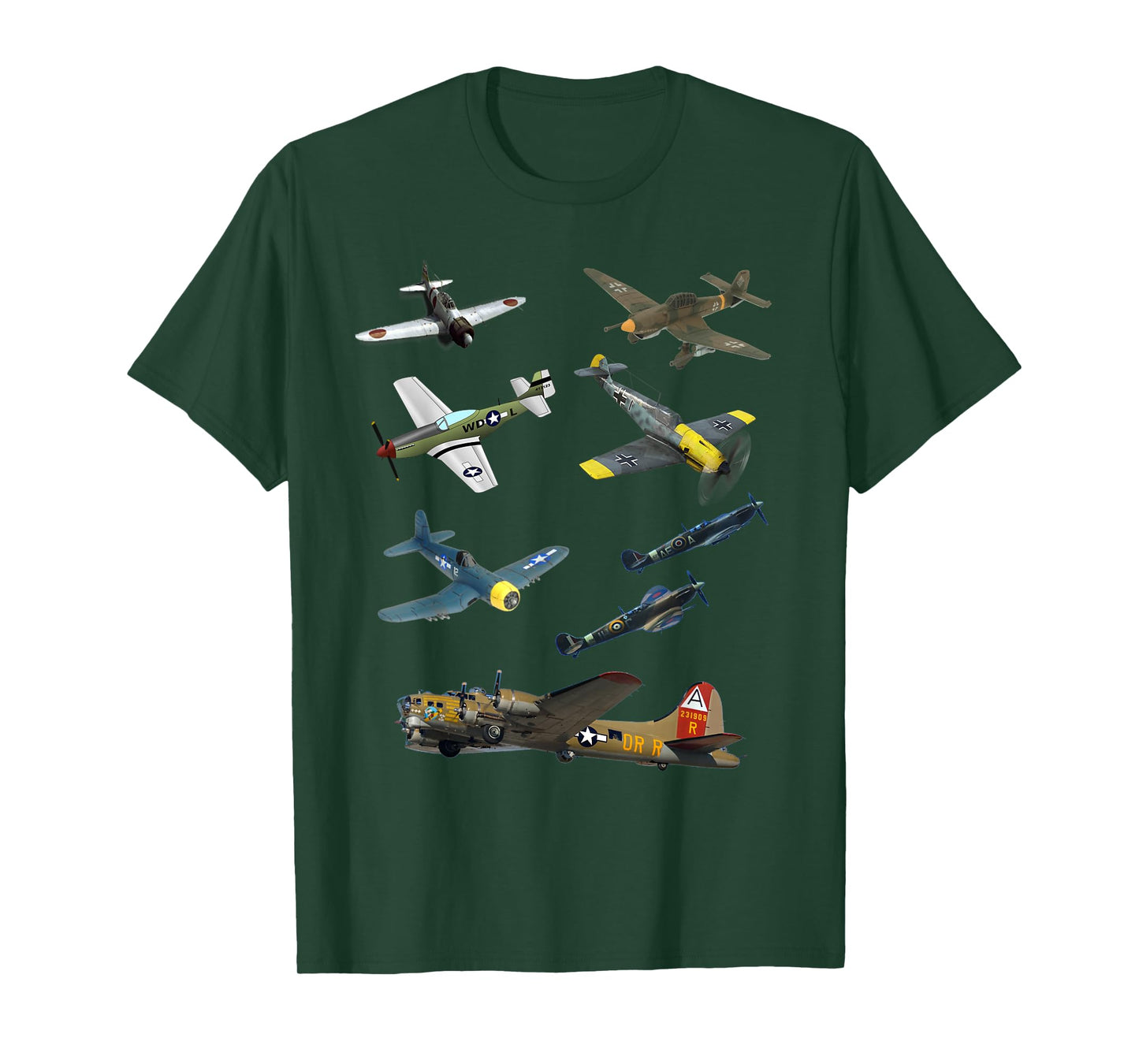 WW2 Planes Warbirds P51 Mustang Spitfire Messerschmitt T-Shirt