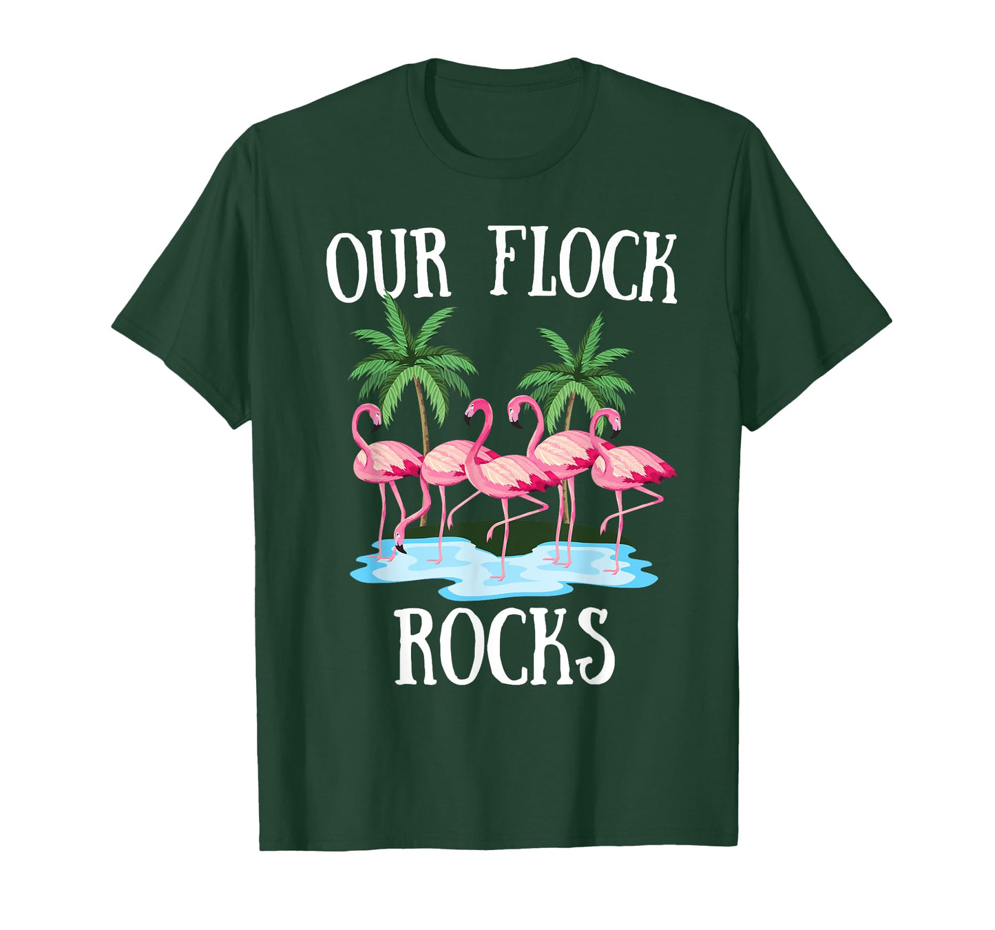 Our Flock Rocks Flamingos Lover Family Vacation Group T-Shirt