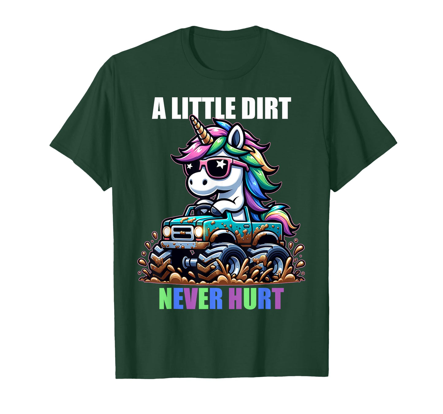 A Little Dirt Never Hurt Kids Monster Truck Toddler Girl Boy T-Shirt