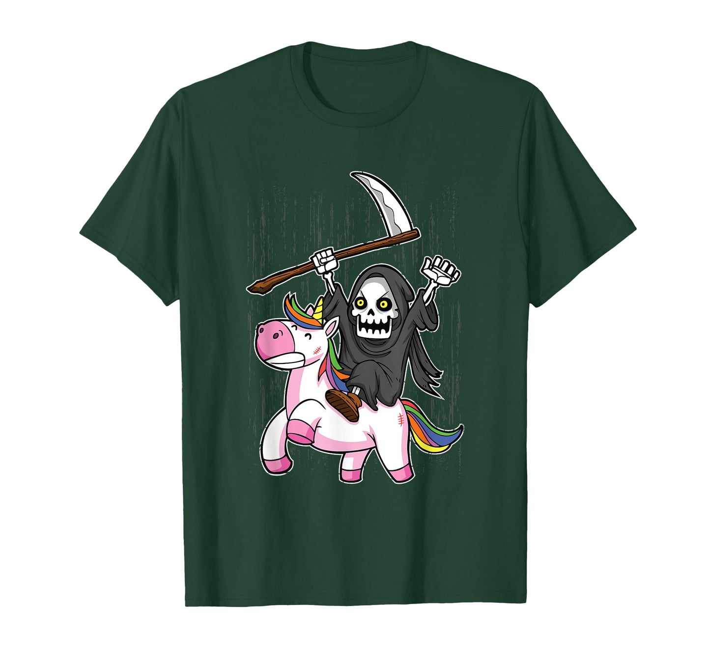 Death Metal Rock Music Halloween Grim Reaper Riding Unicorn T-Shirt