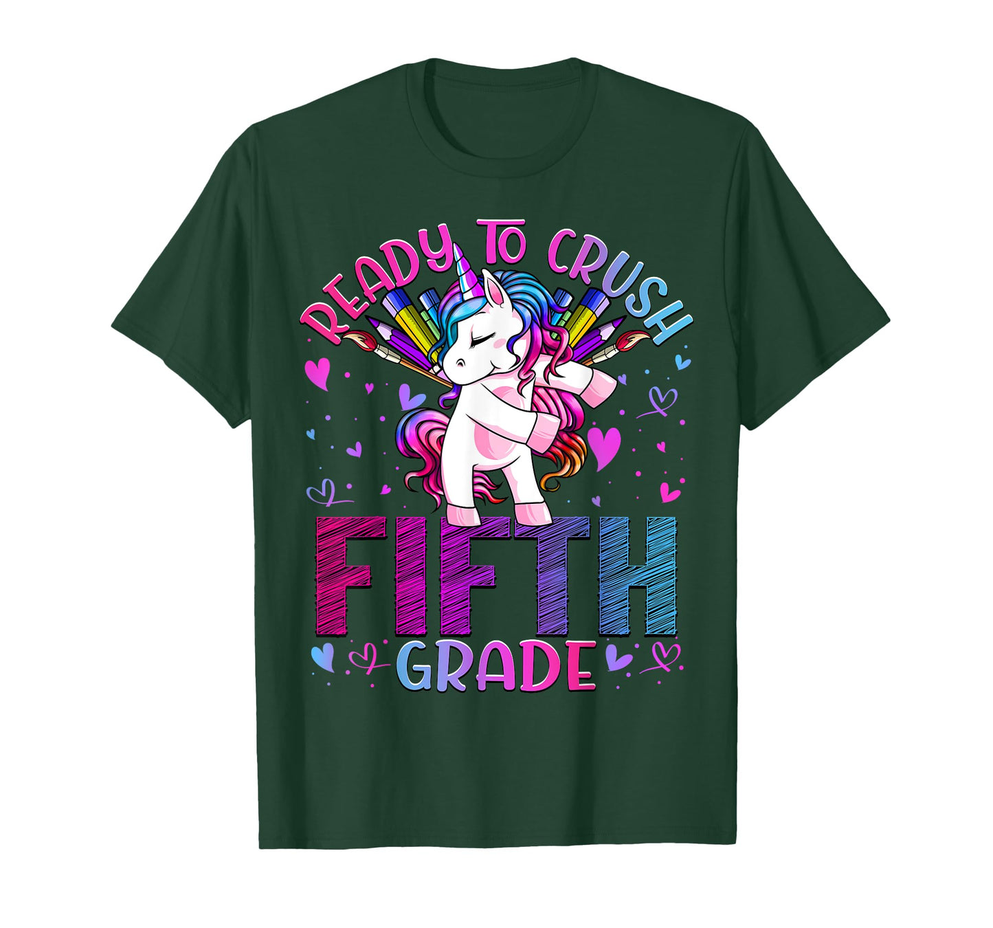Ready to Crush Fifth 5th Grade Back To School Unicorn Kids T-Shirt