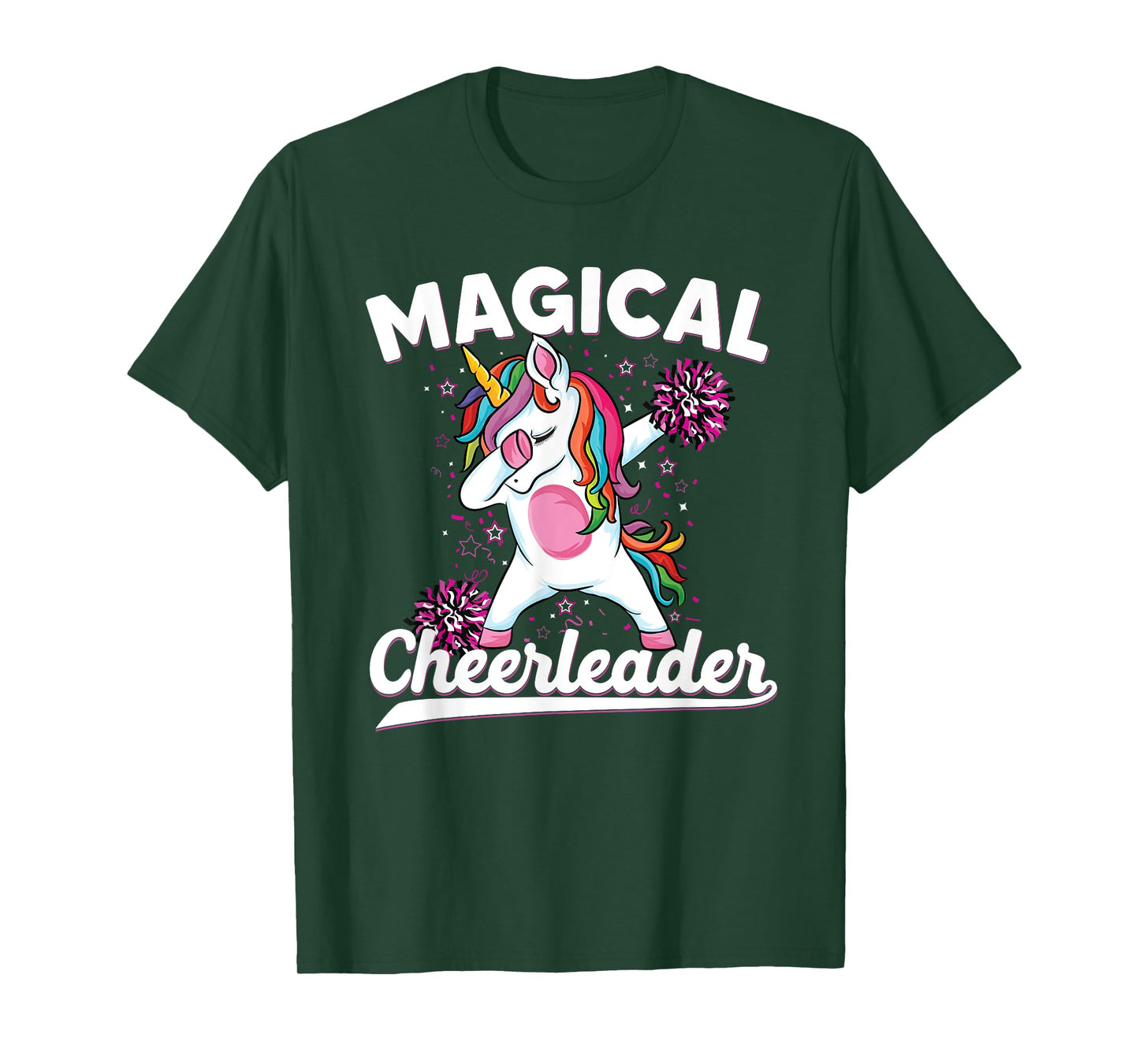 Magical cute dabbing unicorn cheerleader Funny Cheerleading T-Shirt