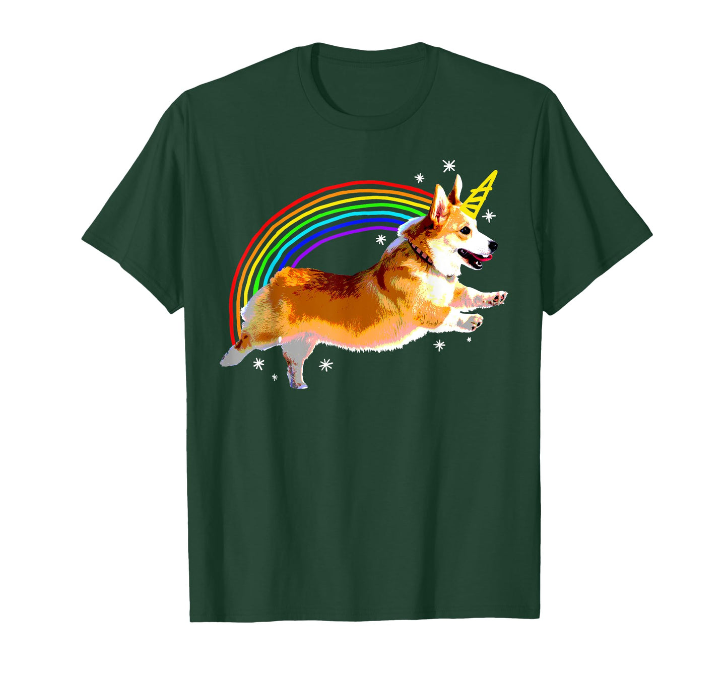 Unicorn Corgi Rainbow Doodle Funny T-Shirt