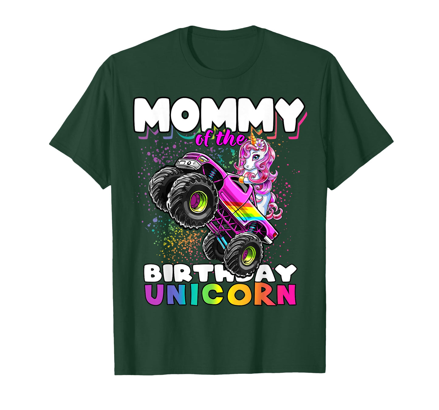 Mommy of the Birthday Unicorn Monster Truck Matching Family T-Shirt