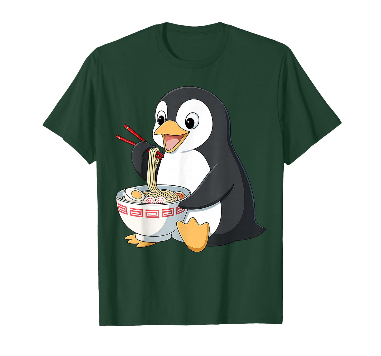 Anime Kawaii Penguin Eating Ramen Noodle Gifts Men Women Kid T-Shirt