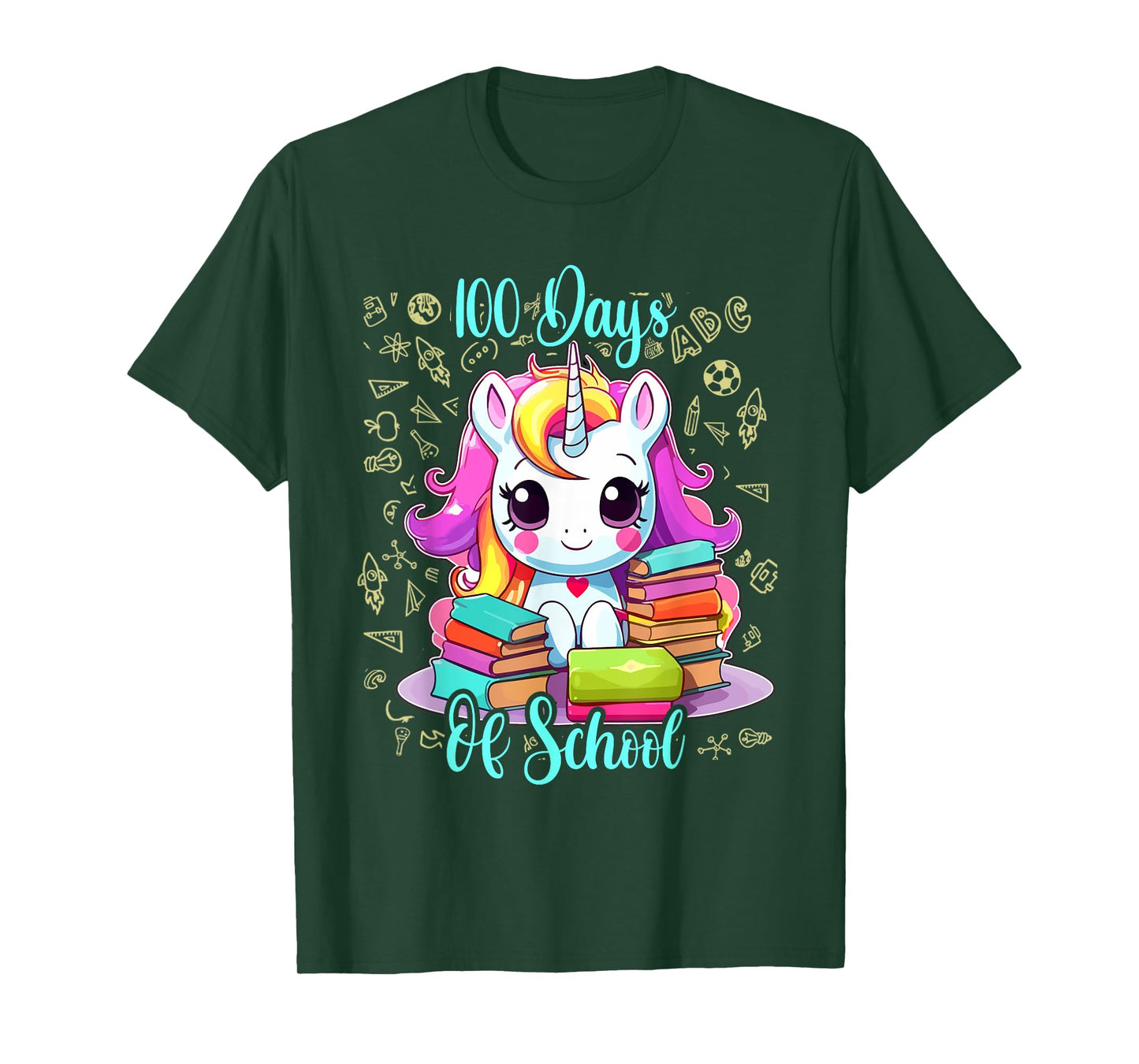 100 Days Of School Unicorn Shirt Girls, 100th Day Of School T-Shirt