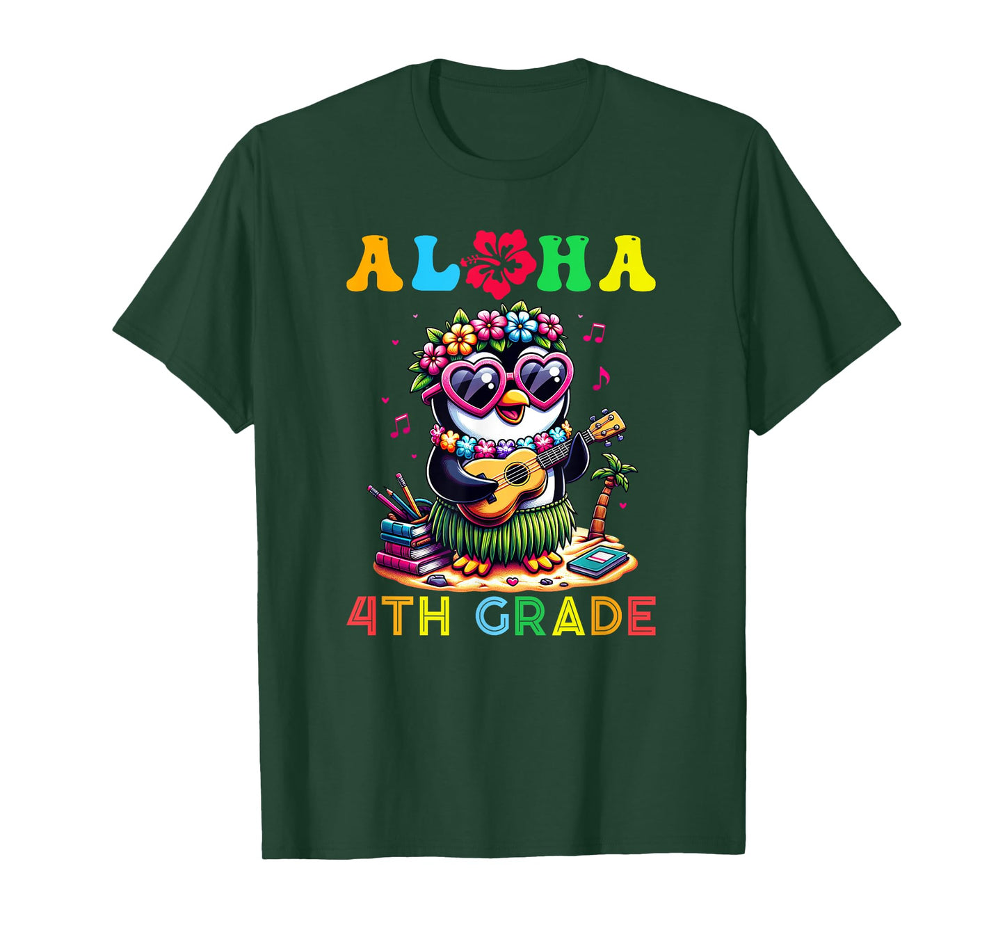 Aloha Fourth Grade Penguin Hawaii Back to School Kids Girl T-Shirt