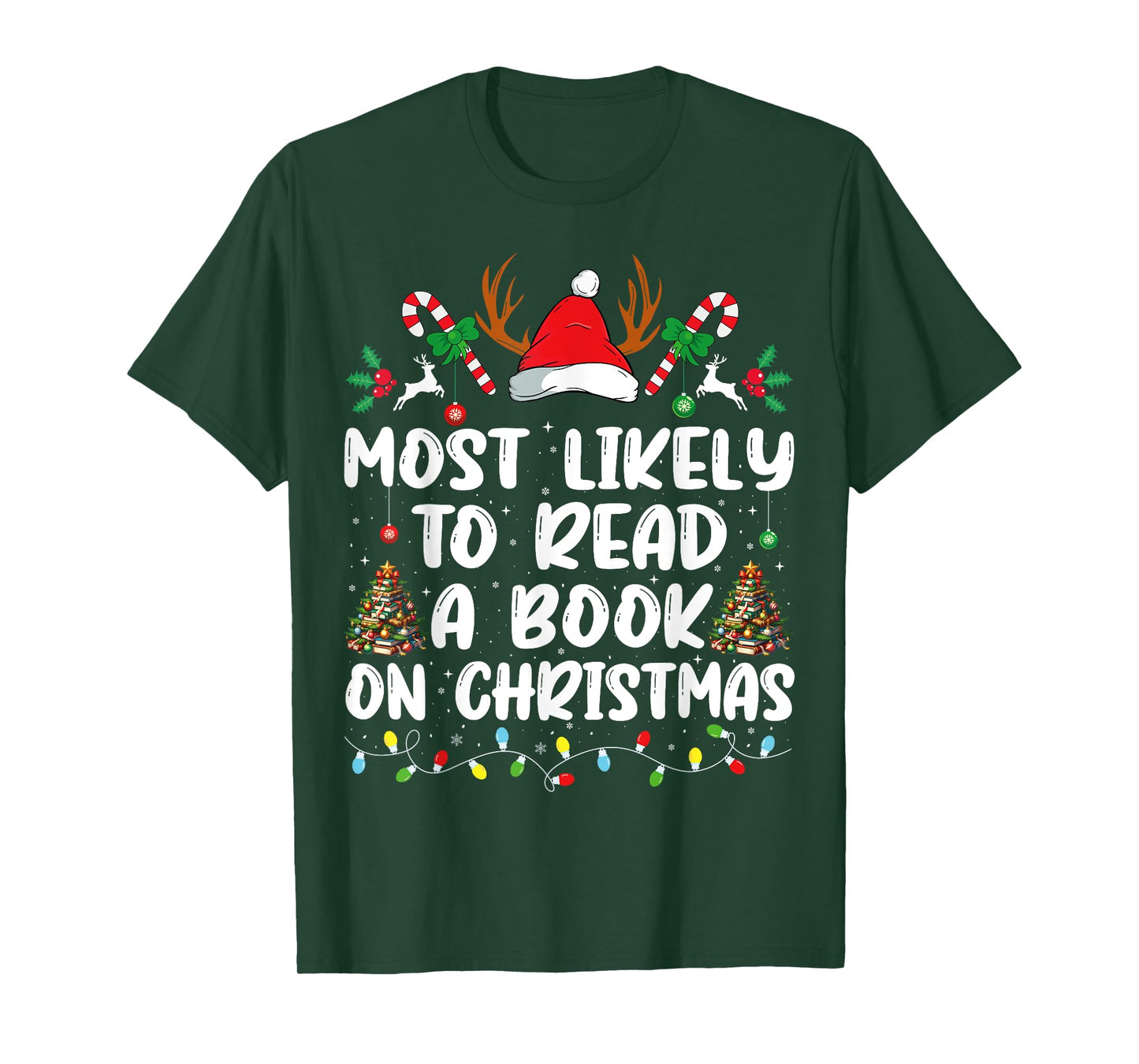 Most Likely To Read A Book On Christmas Matching Family T-Shirt