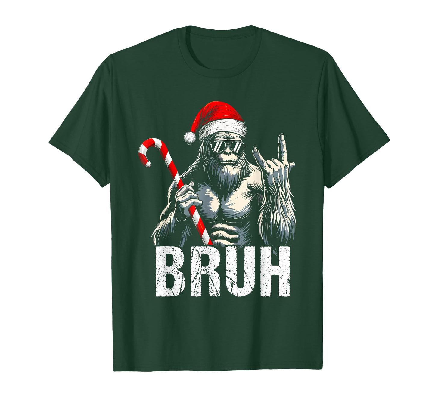 Bruh Bigfoot Christmas Funny Christmas Tree Xmas Sasquatch T-Shirt