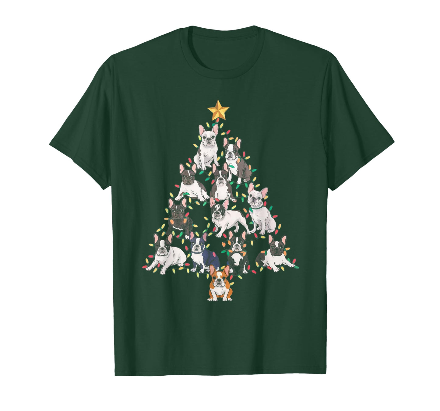 French Bulldog Christmas Tree Frenchie Dog Xmas Pajamas Tee T-Shirt