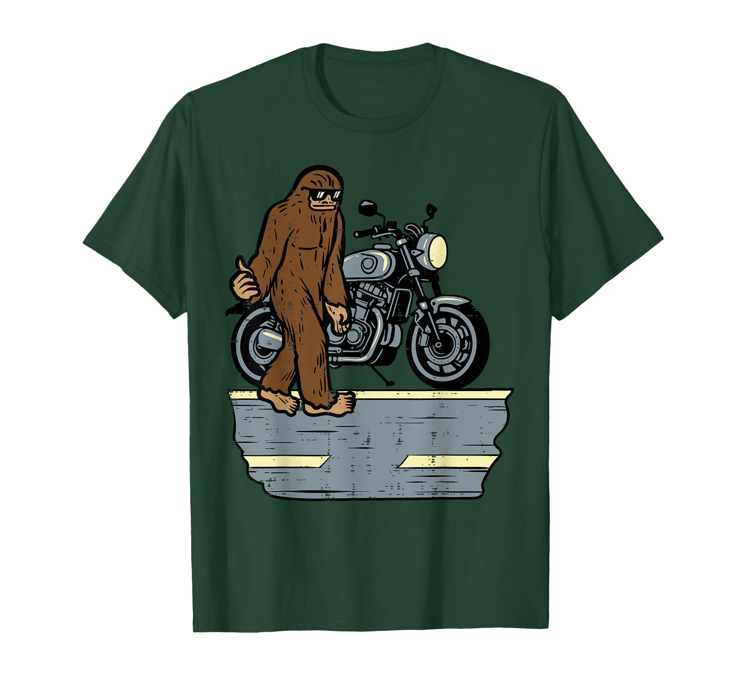 Biker Bigfoot Sasquatch Motorcycle Motorbike Men Kids Women T-Shirt