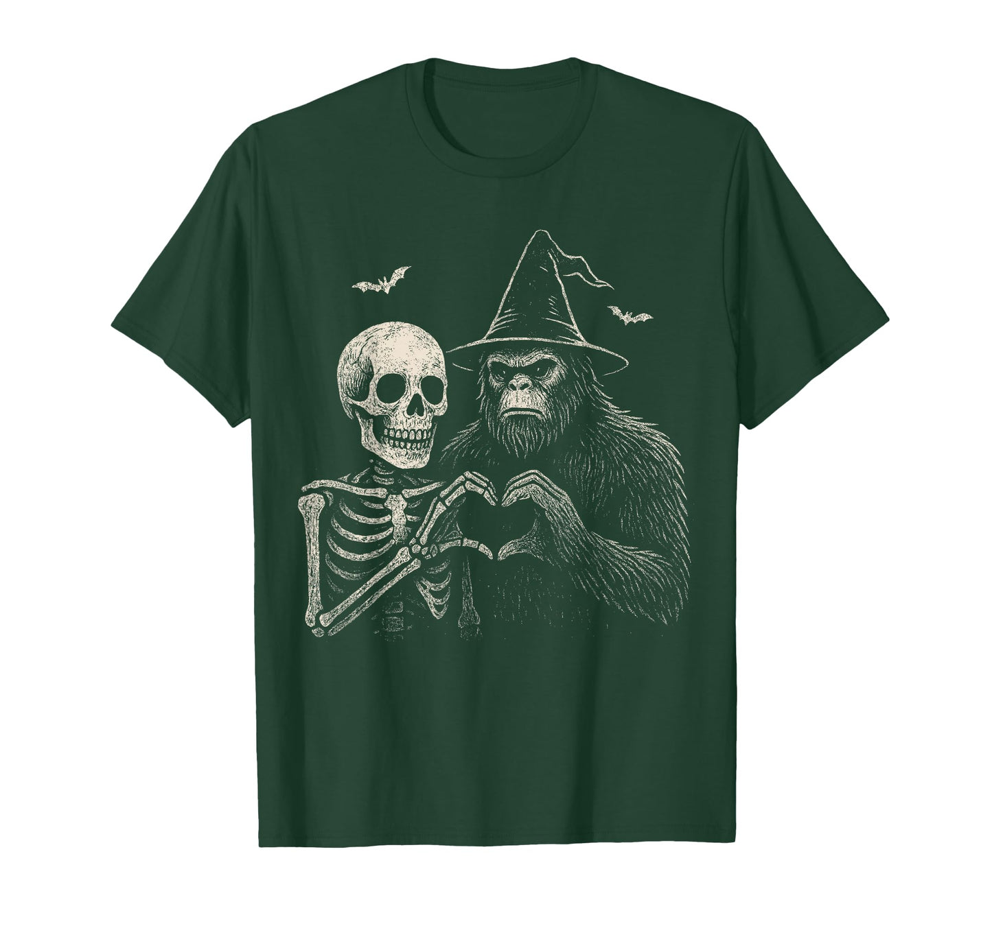 Funny Bigfoot Sasquatch Skeleton Halloween Love Men Spooky T-Shirt