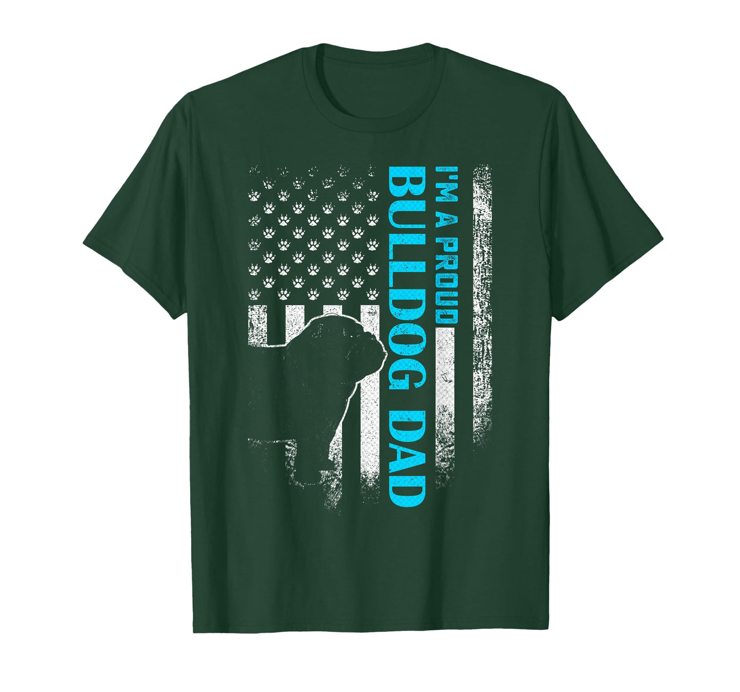 Vintage USA American Flag I'm A Proud English Bulldog Dad T-Shirt