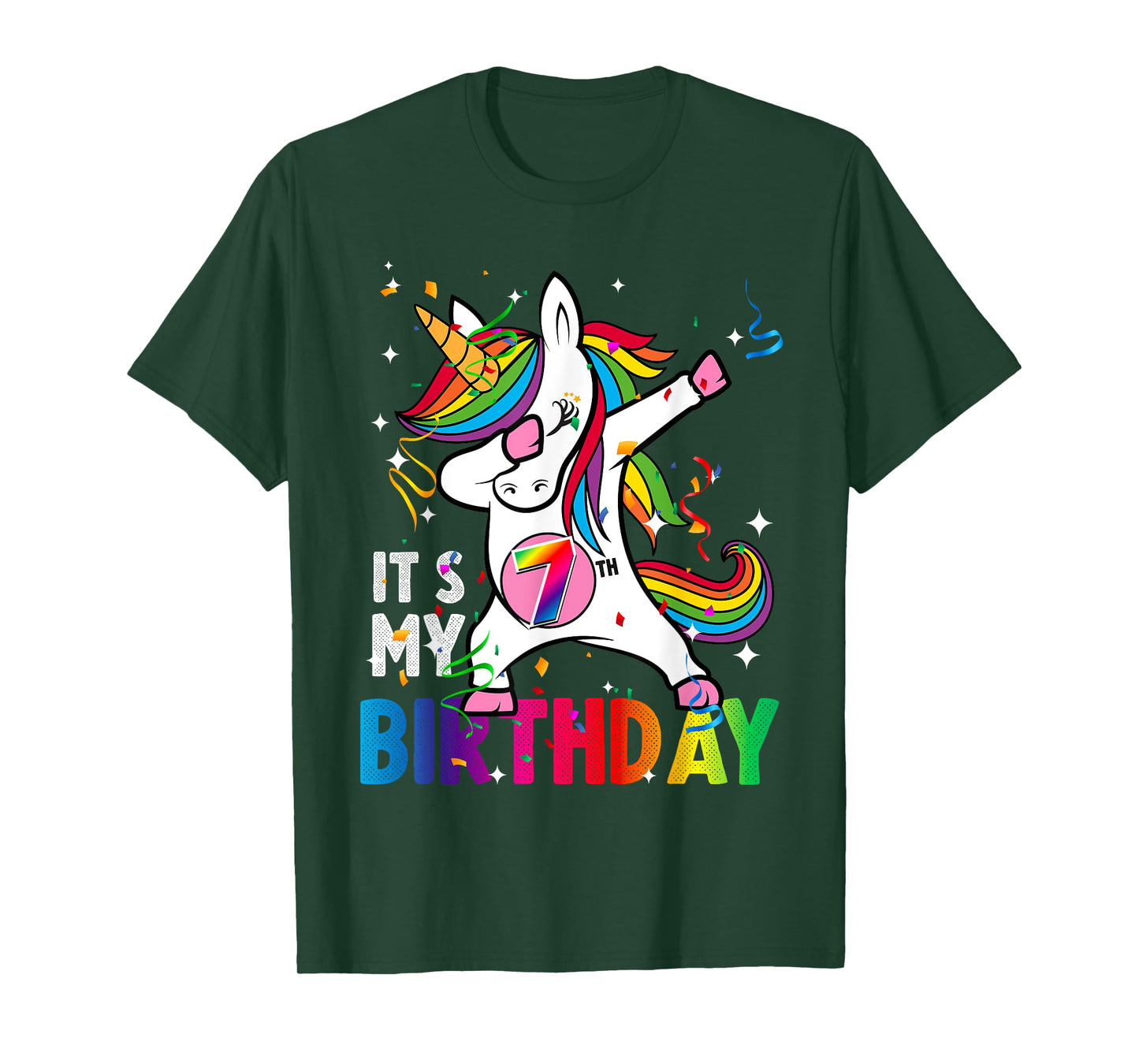 7 Years Old Girl Kid 7th Birthday Gift Dabbing Unicorn T-Shirt