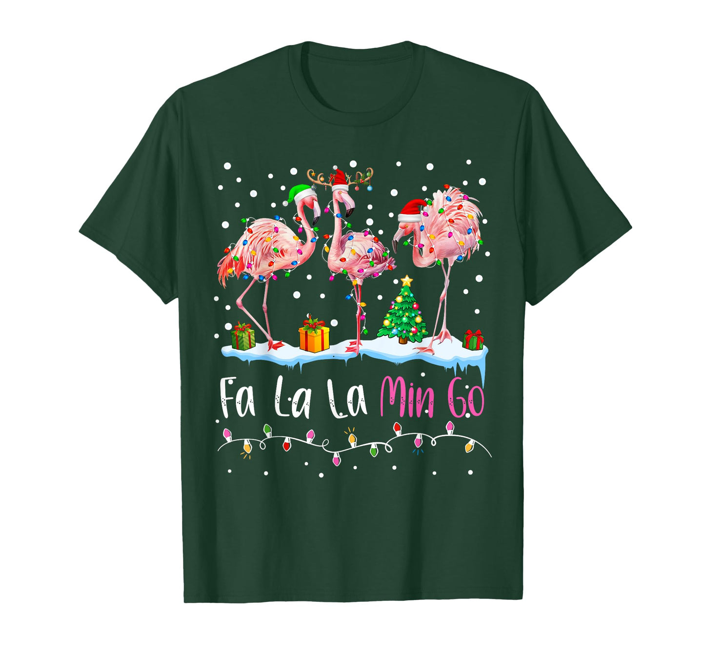 Fa La La La Mingo Flamingo Christmas Men Women Kids Xmas T-Shirt