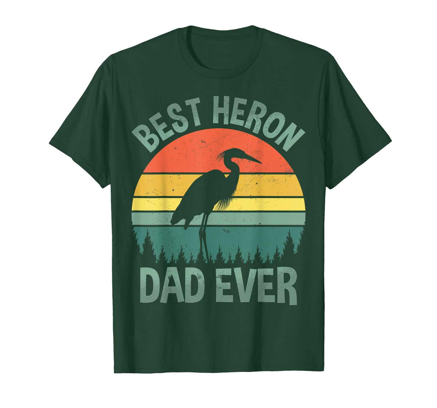 Best Heron Dad Ever - Retro Mens Blue Heron Bird Lover Dad T-Shirt