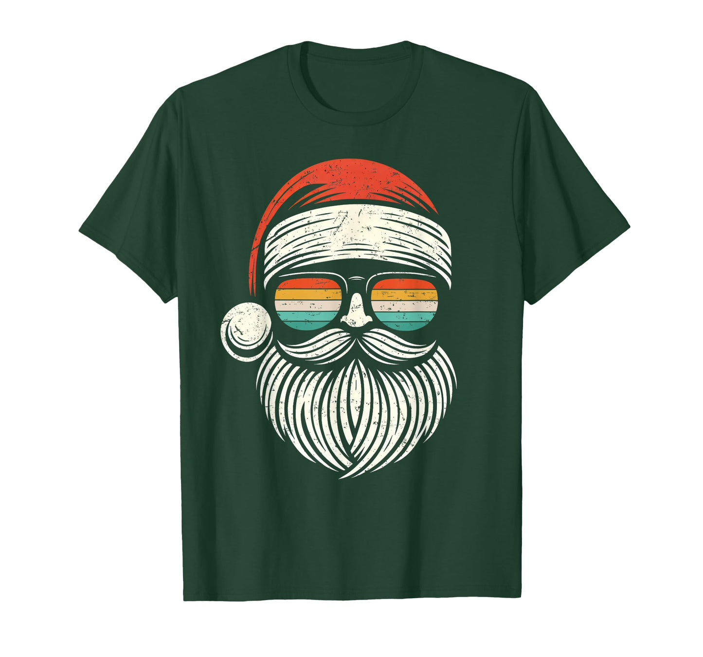 Christmas Santa Face Retro Sunglasses Xmas Men Women Kids T-Shirt