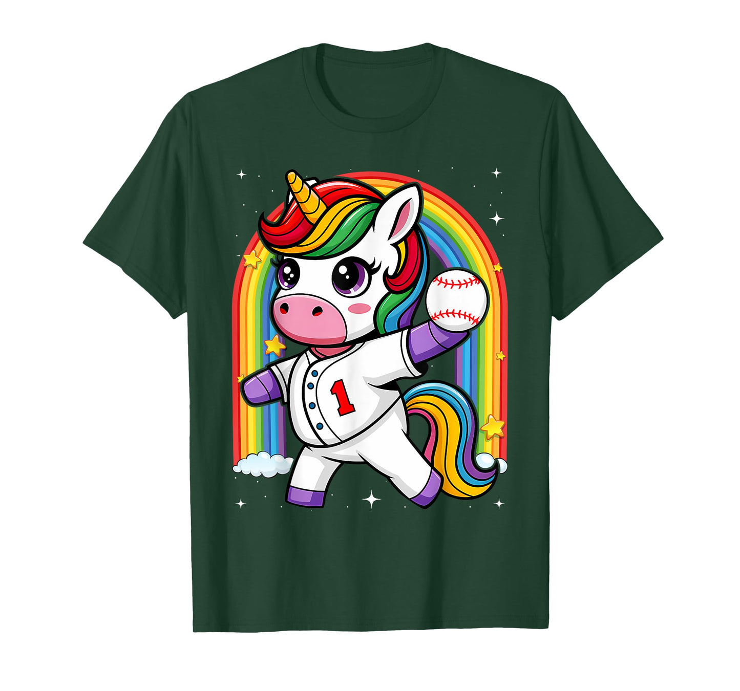 Unicorn Baseball Rainbow Baseball Lover I Unicorn Baseball T-Shirt