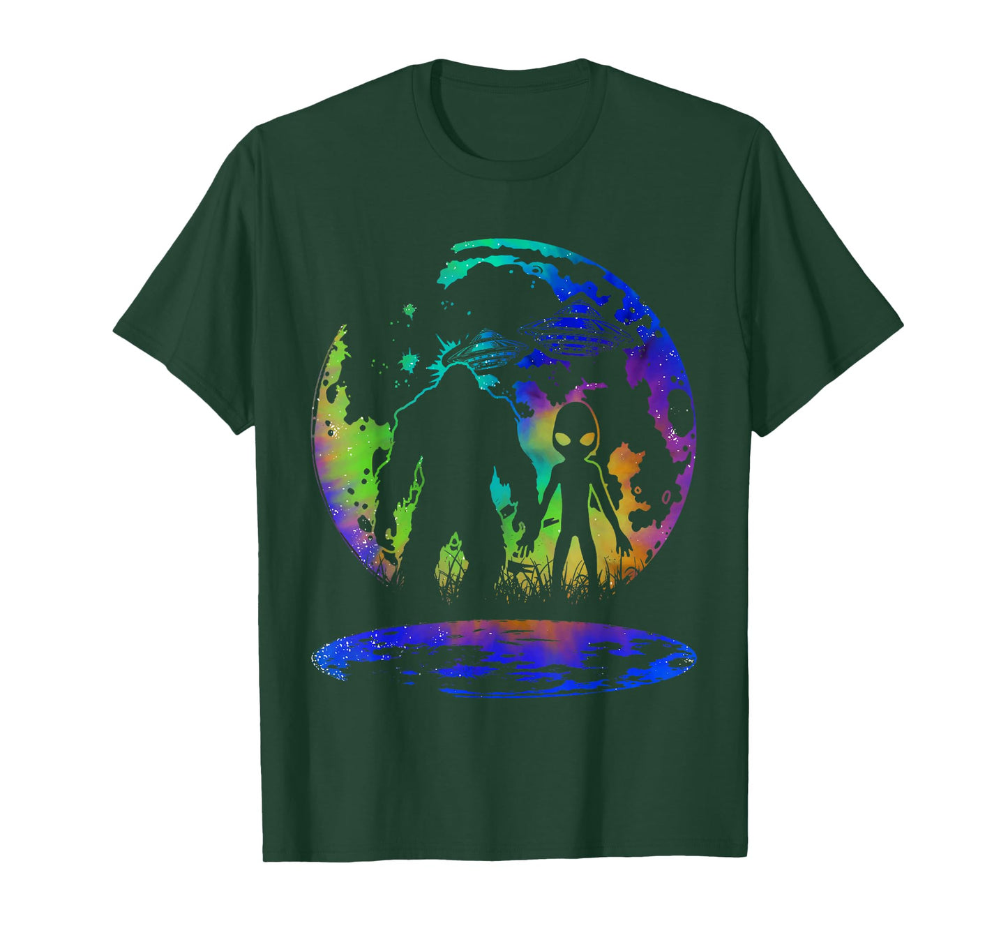 Alien And Bigfoot Moon Sasquatch Belive UFO Extraterrestrial T-Shirt