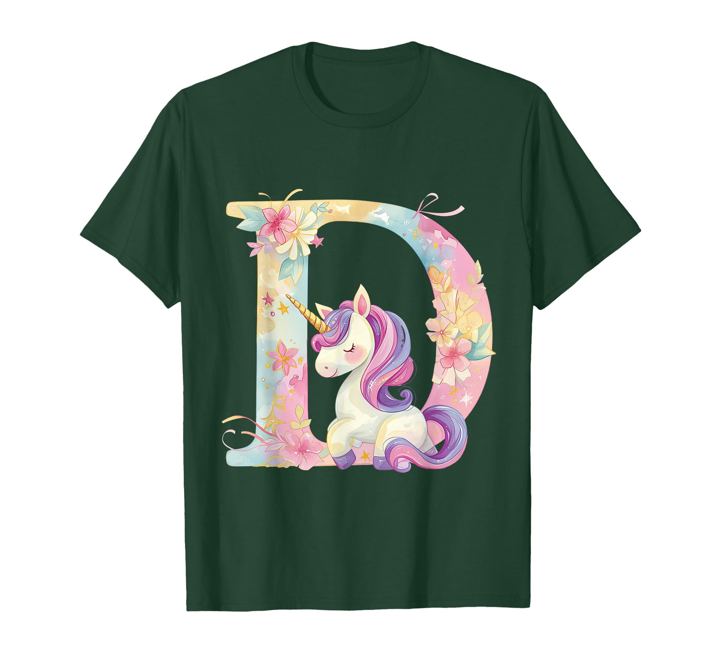 D Initial Letter Alphabet Unicorn Birthday Outfit Monogram D T-Shirt