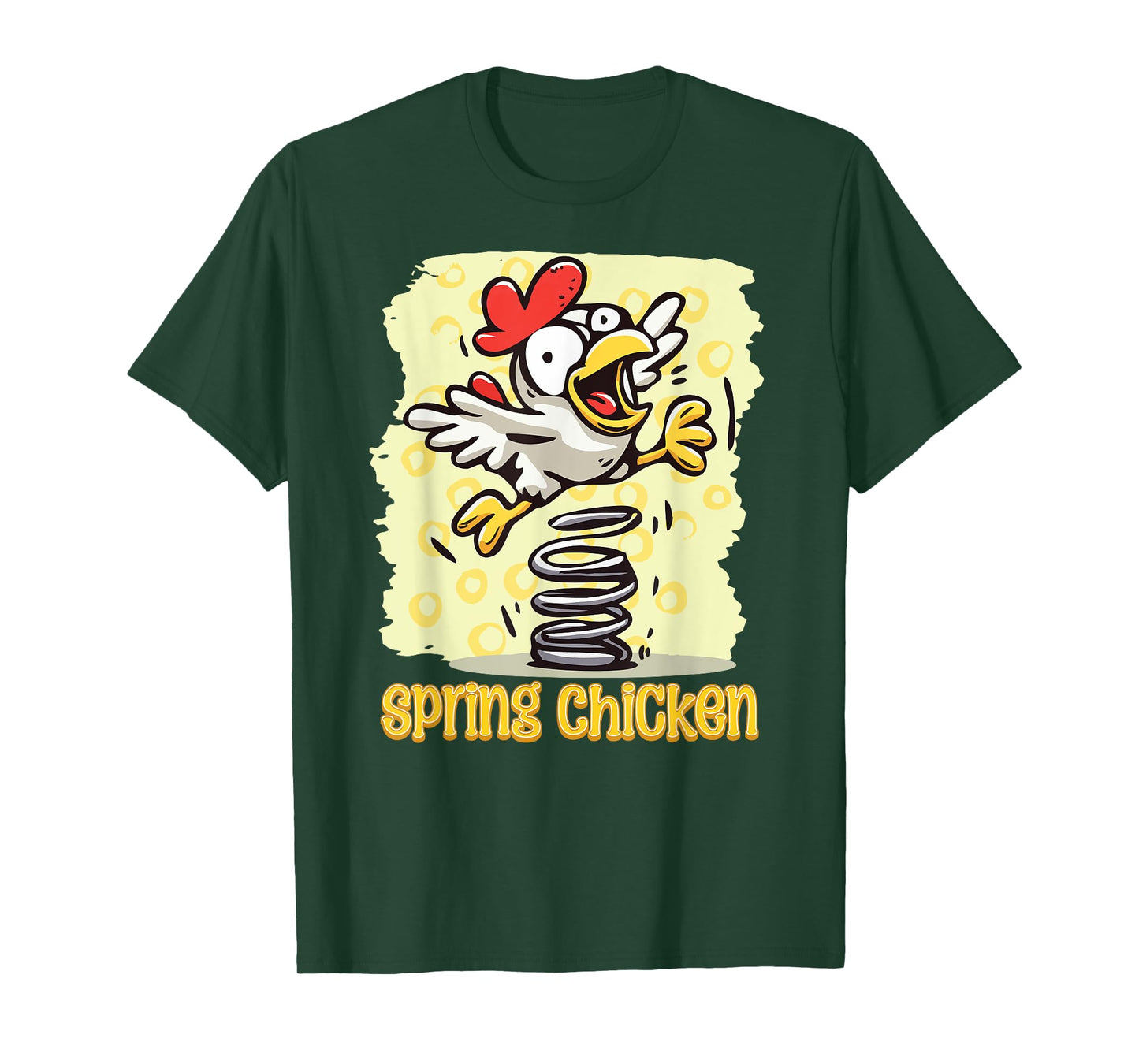 Spring Chicken Bouncy Flying Funny Gag Cartoon T-Shirt